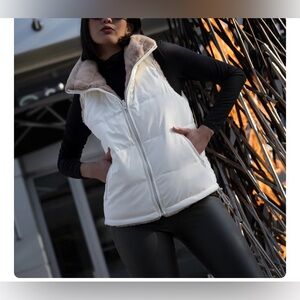Ookie & Lala Carbon Puffer Vest Reversible to Grooved Faux Fur NWT Medium